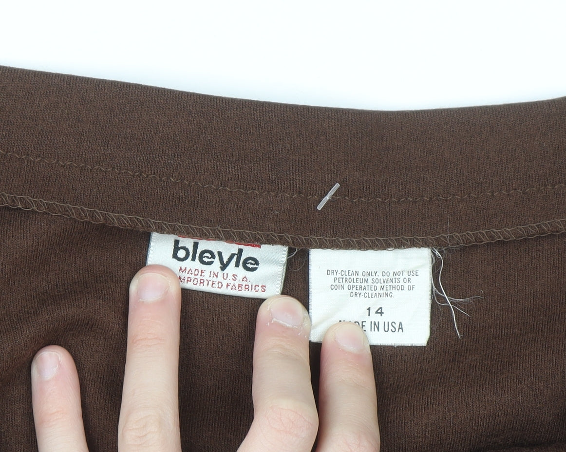 Bleyle Women Brown Wool A-Line Knee Length Skirt Size 14