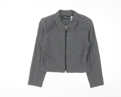 Sag Harbor Women’s Grey Petite Size 8 Zip Jacket Classic Tweed Style