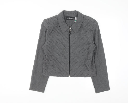 Sag Harbor Women’s Grey Petite Size 8 Zip Jacket Classic Tweed Style