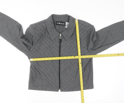 Sag Harbor Women’s Grey Petite Size 8 Zip Jacket Classic Tweed Style