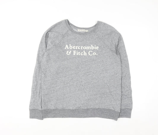 Abercrombie & Fitch Women’s Grey Logo Crew Neck Sweatshirt L