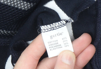 Gertie Women Navy White Striped Full Zip Hoodie 4XL Cotton Blend