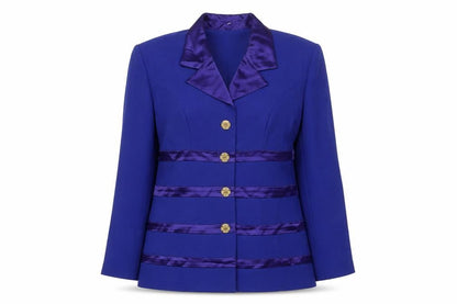 Joseph Ribkoff Women’s Blue Satin Trim Blazer UK 10 Long Sleeve Formal Jacket