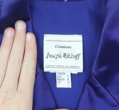 Joseph Ribkoff Women’s Blue Satin Trim Blazer UK 10 Long Sleeve Formal Jacket