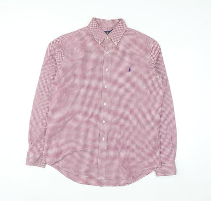 Ralph Lauren Men's Red Check Button-Down Cotton Shirt Size L