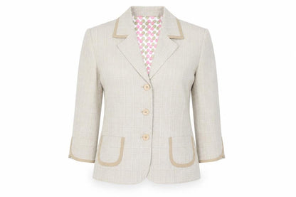 Sag Harbor Women's Beige Check Blazer Size 10 Classic Work Jacket