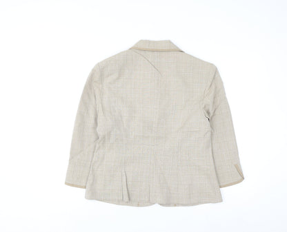 Sag Harbor Women's Beige Check Blazer Size 10 Classic Work Jacket