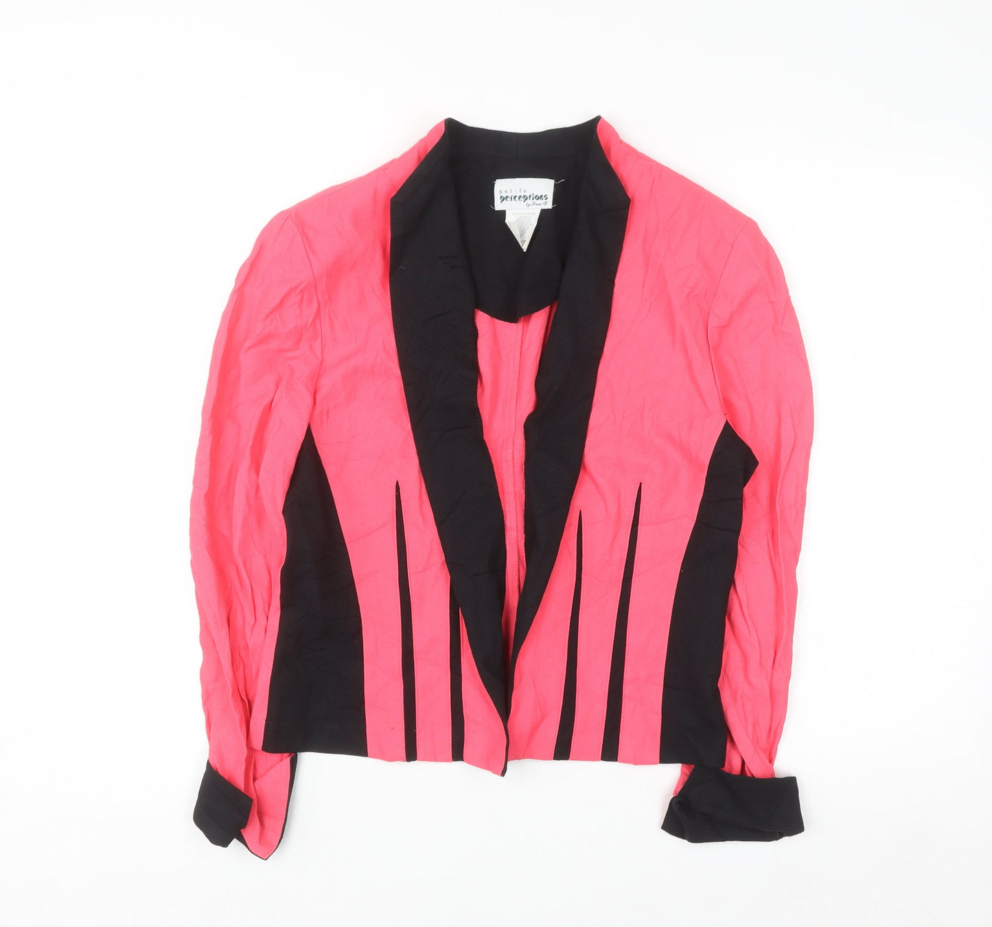 Perceptions Petite Women Pink Black Shawl Collar Blazer Jacket Size 14P