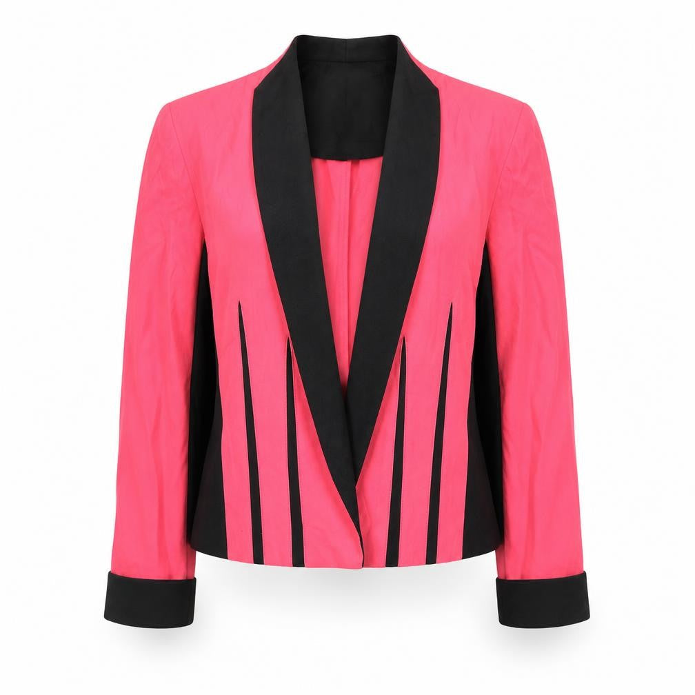 Perceptions Petite Women Pink Black Shawl Collar Blazer Jacket Size 14P