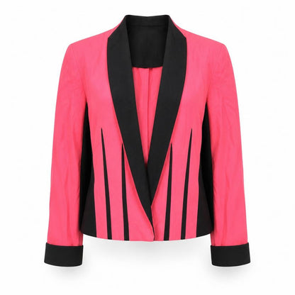 Perceptions Petite Women Pink Black Shawl Collar Blazer Jacket Size 14P