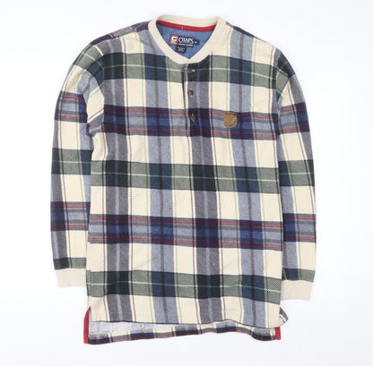 Chaps Ralph Lauren Men's Multicoloured Plaid Henley Cotton Shirt M