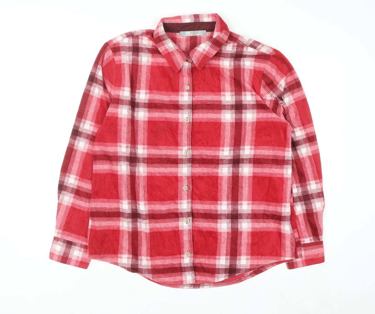 Lee Riders Men's Red Plaid Flannel Button-Up Shirt M