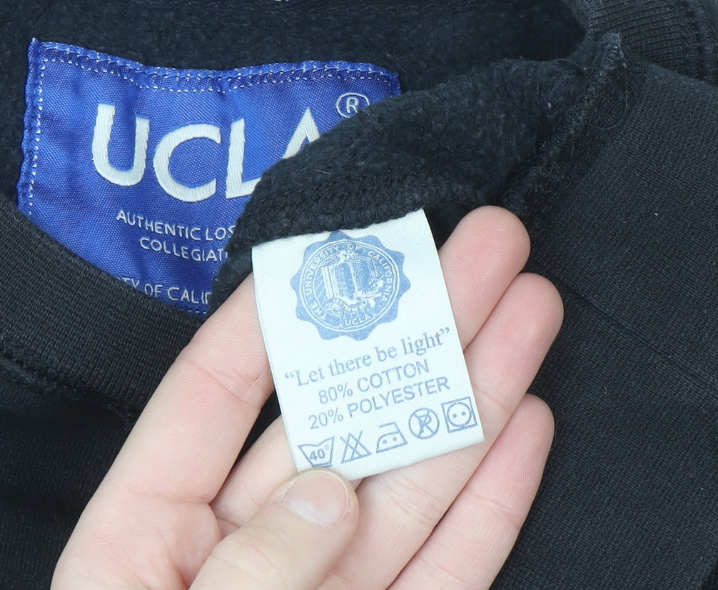 UCLA Men’s Black Pullover Sweatshirt L Fleece Lined Graphic Print