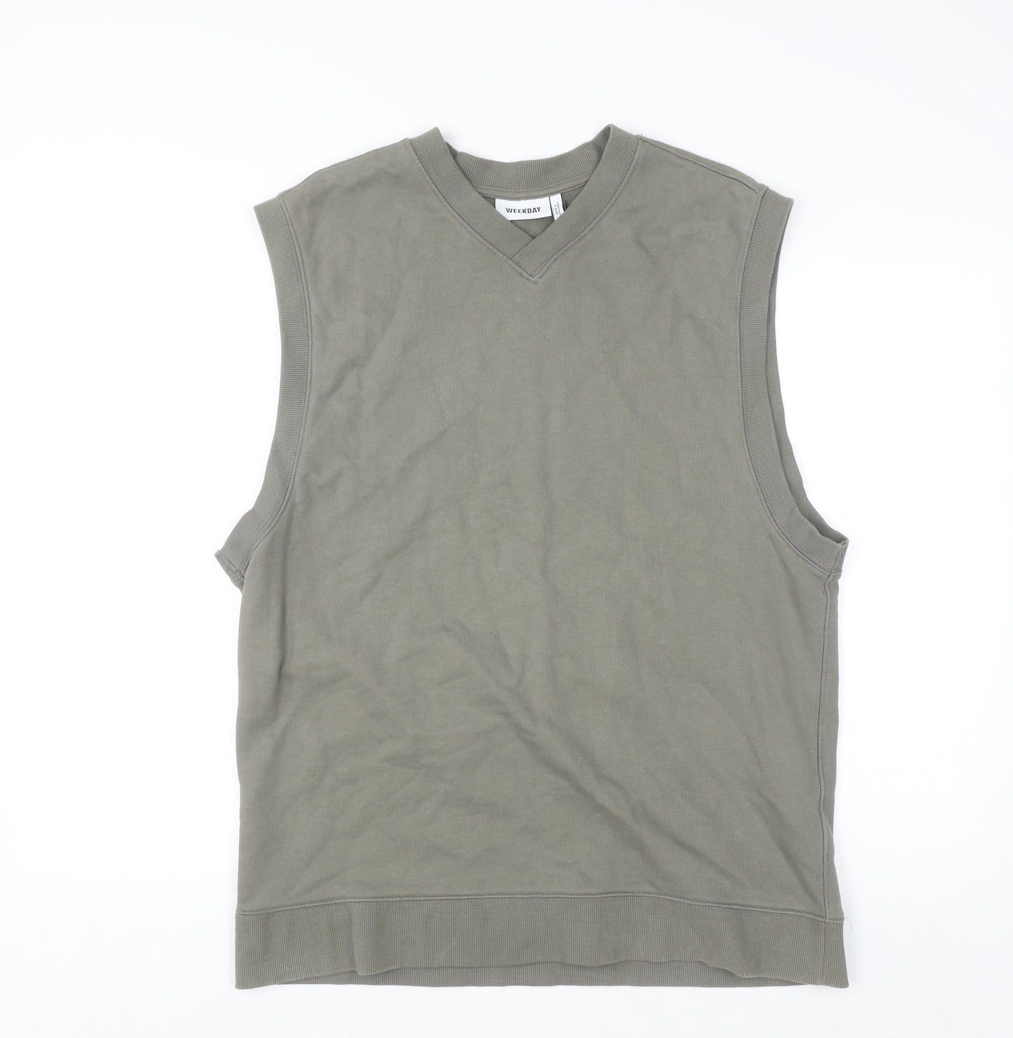 Weekday Men's Green Sleeveless V-Neck Sweatshirt Vest Size M