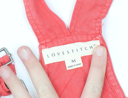 Lovestitch Women Coral Red Tencel Dungaree Playsuit Size M Adjustable Straps