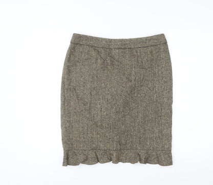 Club Monaco Women Brown Wool Tweed Knee Length Pencil Skirt Size 8