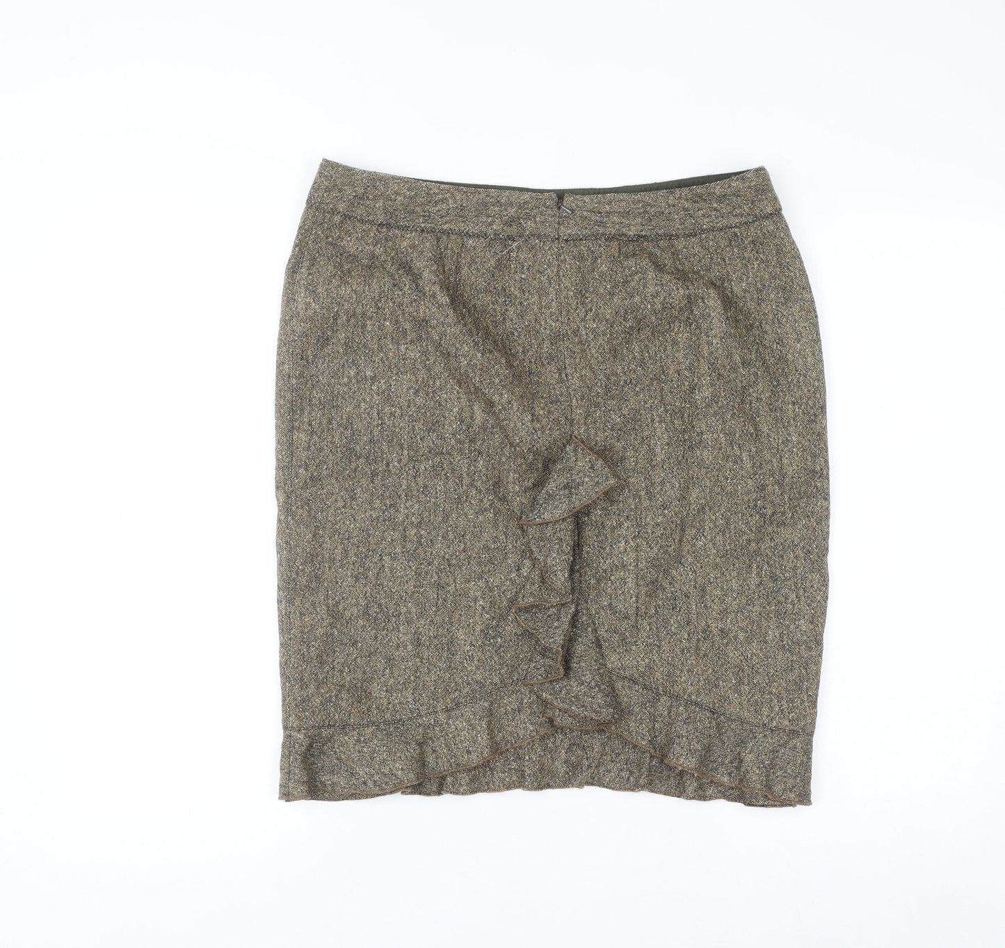 Club Monaco Women Brown Wool Tweed Knee Length Pencil Skirt Size 8