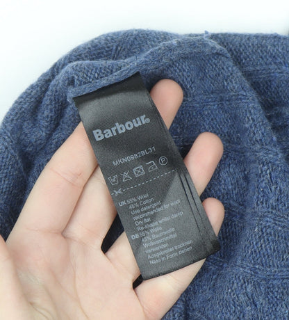 Barbour Men's Blue Wool Cotton Cable Knit Jumper Size L