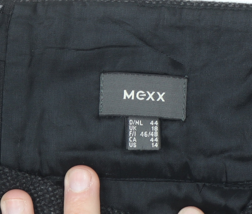 Mexx Women's Black Wool Blend Pencil Skirt Size 18 Knee Length Workwear