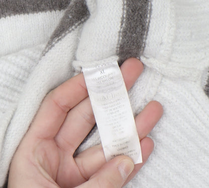 The White Company Women’s White Striped Roll Neck Wool Jumper XL
