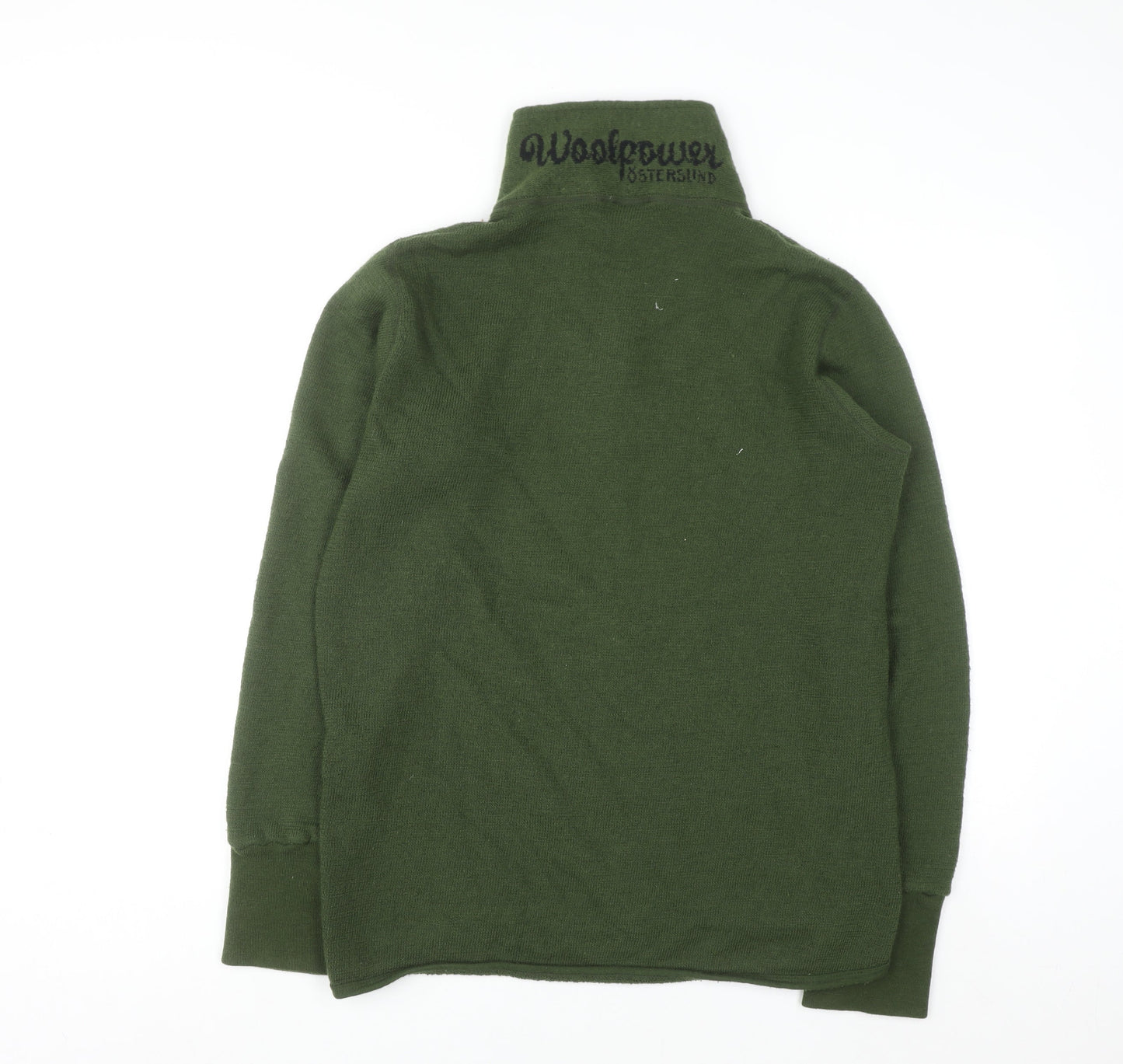 Woolpower Men’s Green Full Zip High Neck Merino Wool Jumper L