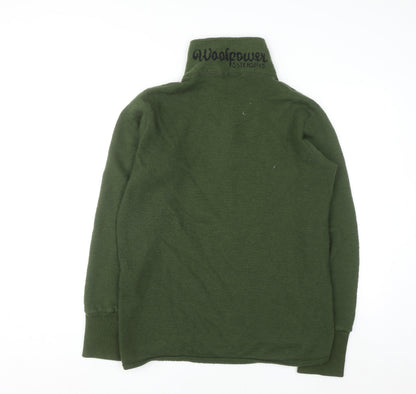 Woolpower Men’s Green Full Zip High Neck Merino Wool Jumper L