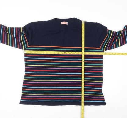 Popsy Women’s Navy Multicoloured Striped Pullover Jumper Size 18/20