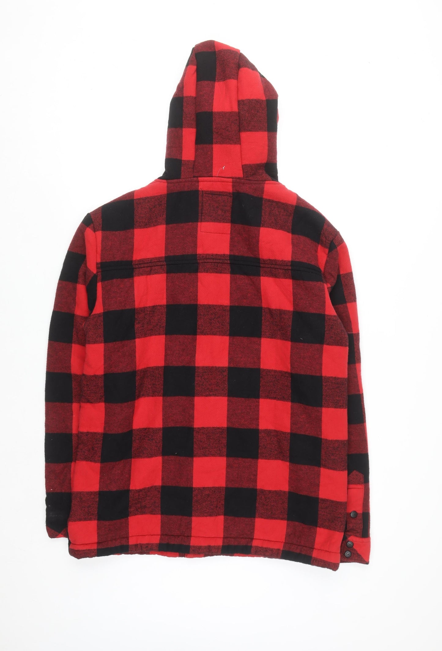 Ecko Unltd Mens Red Black Check Hooded Flannel Shirt Jacket L