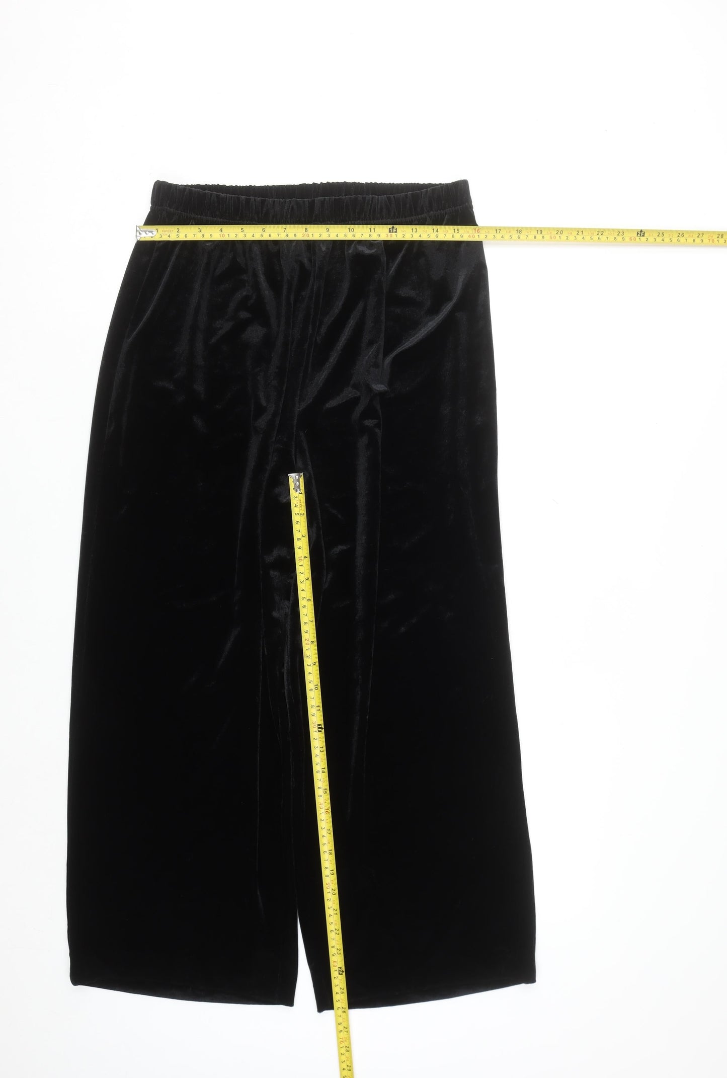 Bob Mackie Wearable Art Black Velvet Wide-Leg Womens Trousers L