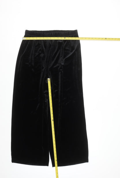 Bob Mackie Wearable Art Black Velvet Wide-Leg Womens Trousers L