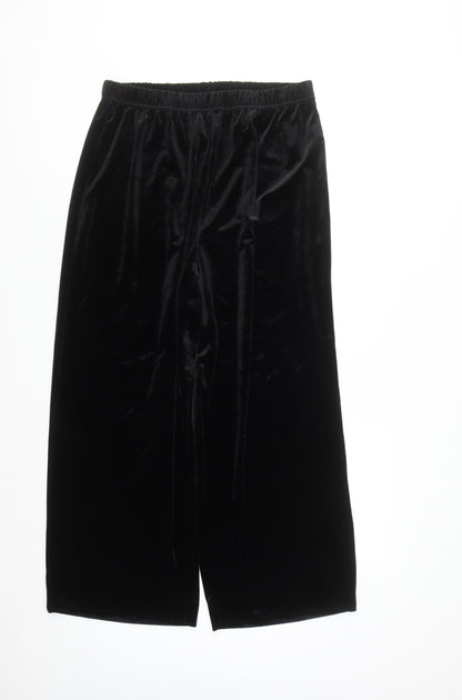 Bob Mackie Wearable Art Black Velvet Wide-Leg Womens Trousers L