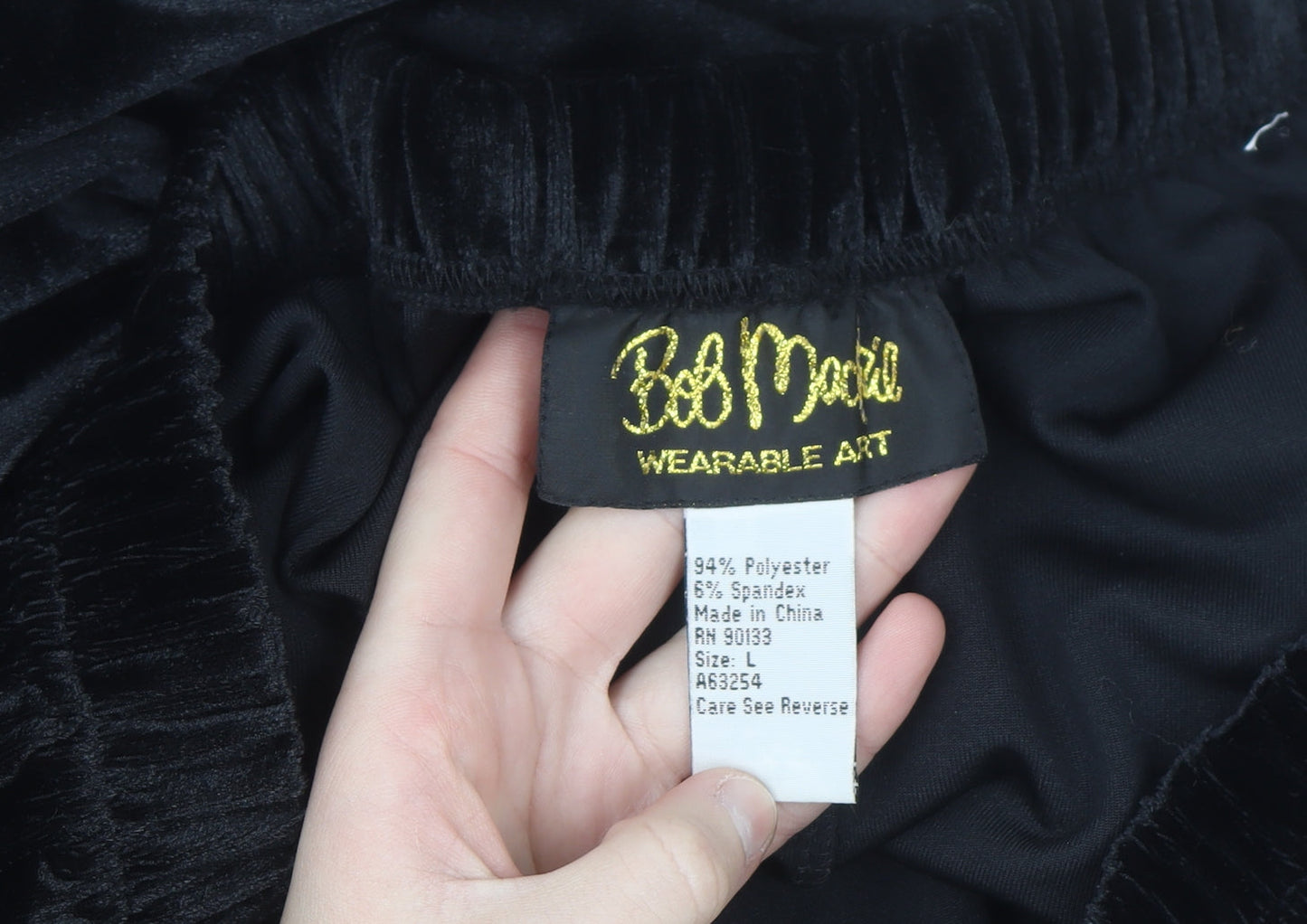 Bob Mackie Wearable Art Black Velvet Wide-Leg Womens Trousers L