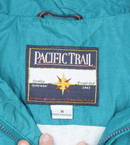 Pacific Trail Men's Blue M Windbreaker Jacket Pockets Lined Retro Style