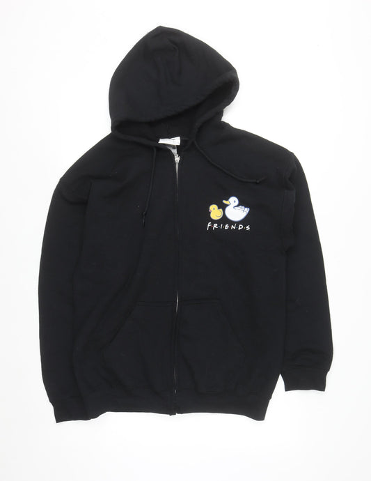 Friends Men's Black Full Zip Hoodie Size M Graphic Logo Sweatshirt