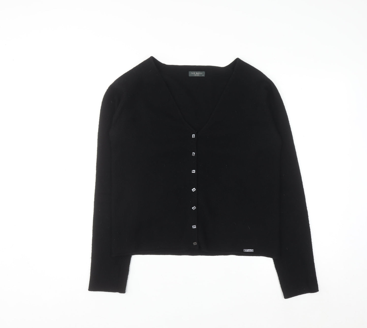 Ted Baker Womens Black Cashmere Blend V-Neck Cardigan Size 14