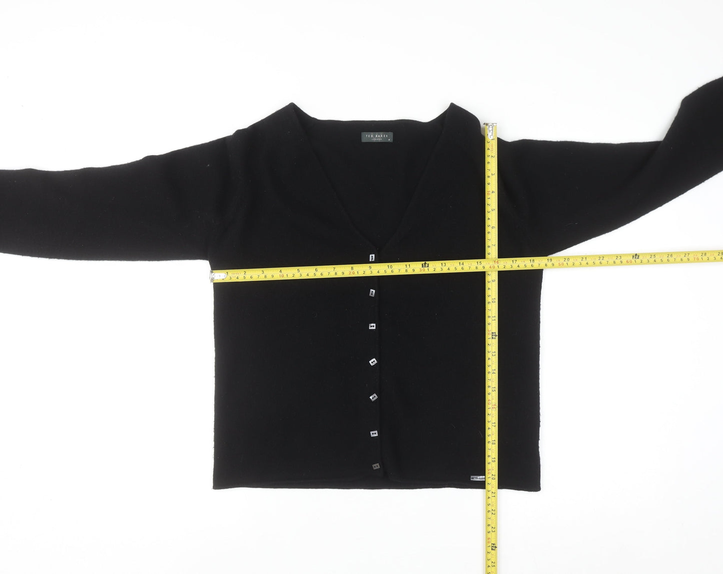 Ted Baker Womens Black Cashmere Blend V-Neck Cardigan Size 14