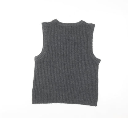 b.young Unisex Grey Knit Wool Blend Sleeveless Vest M