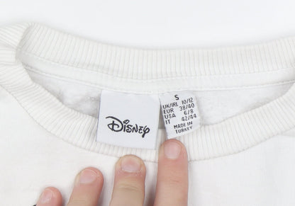 Disney Women White Mickey Mouse Print Pullover Sweatshirt Size 10/12