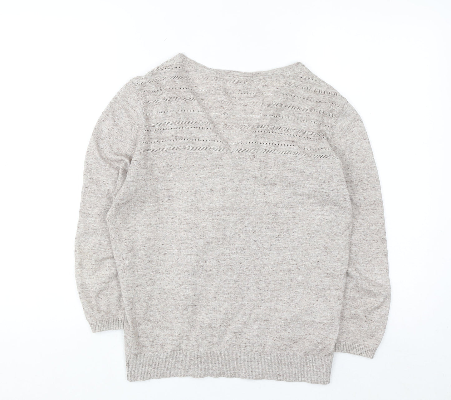 Fat Face Womens Beige Cotton Knit Cardigan UK 12 V-Neck Long Sleeve