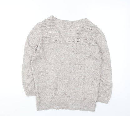 Fat Face Womens Beige Cotton Knit Cardigan UK 12 V-Neck Long Sleeve