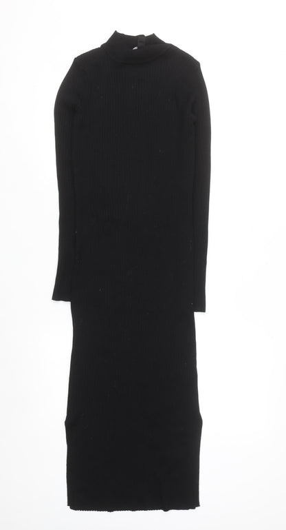 New Look Women Black Size 8 Knit Bodycon Midi Dress
