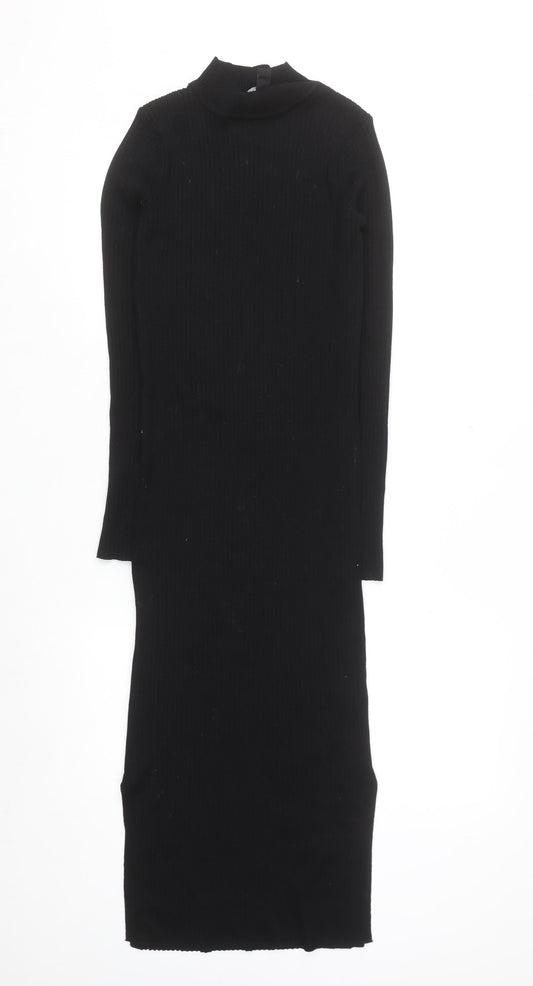 New Look Women Black Size 8 Knit Bodycon Midi Dress
