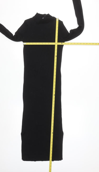 New Look Women Black Size 8 Knit Bodycon Midi Dress