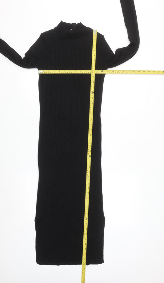 New Look Women Black Size 8 Knit Bodycon Midi Dress