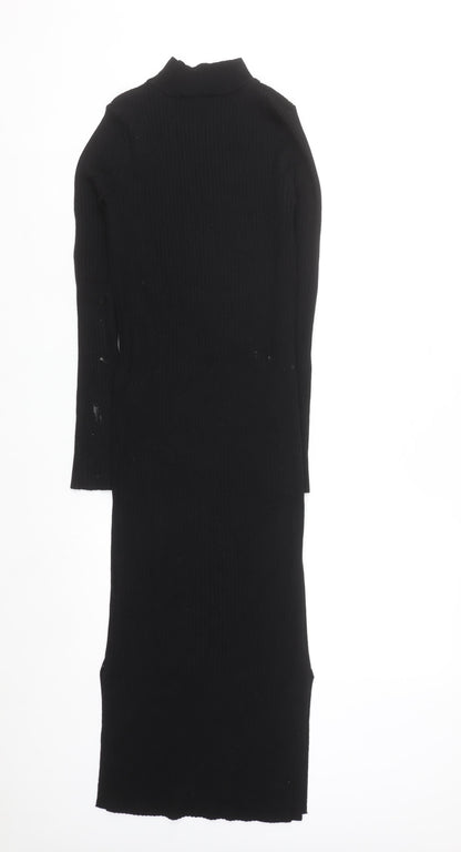 New Look Women Black Size 8 Knit Bodycon Midi Dress