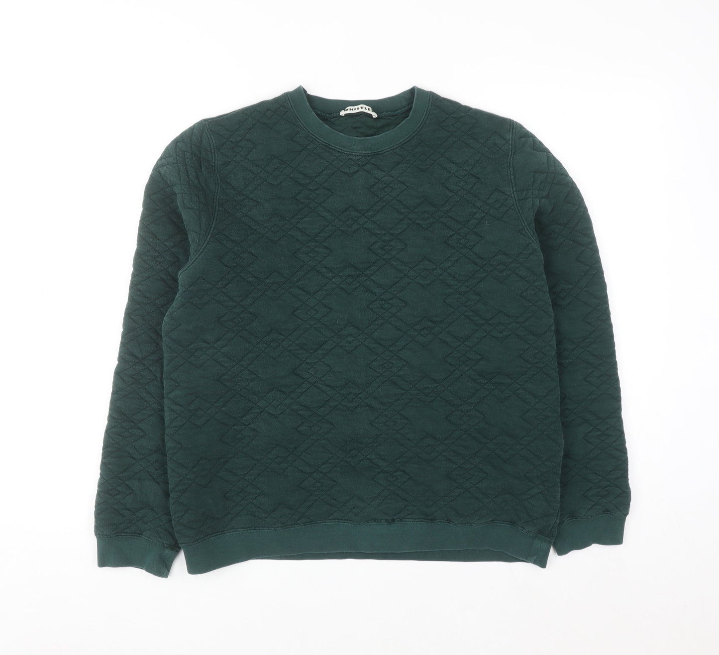 Whistles Women's Green Quilted Crew Neck Sweatshirt UK 10