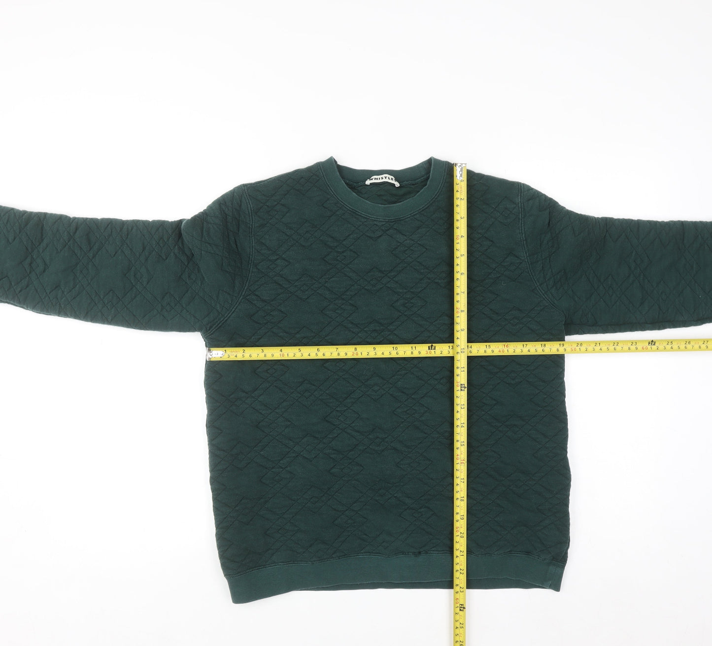 Whistles Women's Green Quilted Crew Neck Sweatshirt UK 10
