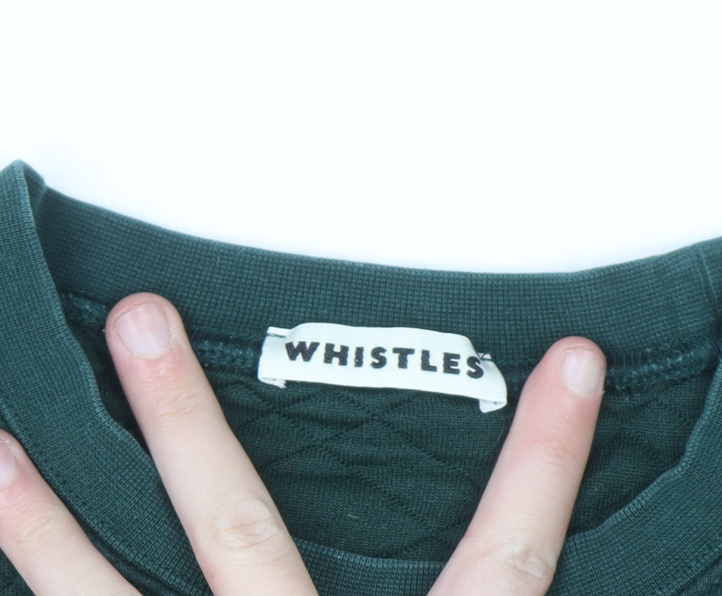 Whistles Women's Green Quilted Crew Neck Sweatshirt UK 10