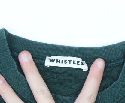 Whistles Women's Green Quilted Crew Neck Sweatshirt UK 10