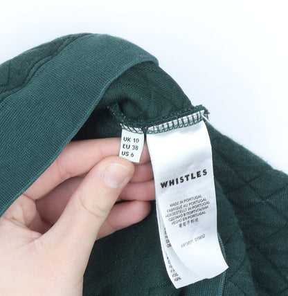 Whistles Women's Green Quilted Crew Neck Sweatshirt UK 10